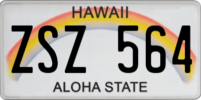 HI license plate ZSZ564