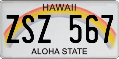 HI license plate ZSZ567