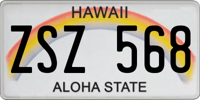 HI license plate ZSZ568