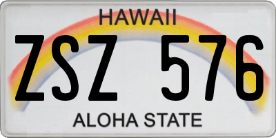 HI license plate ZSZ576