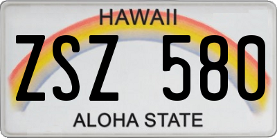 HI license plate ZSZ580