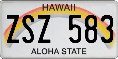 HI license plate ZSZ583
