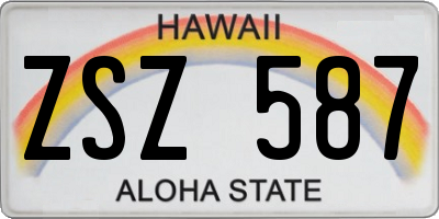 HI license plate ZSZ587