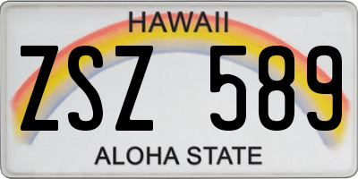 HI license plate ZSZ589