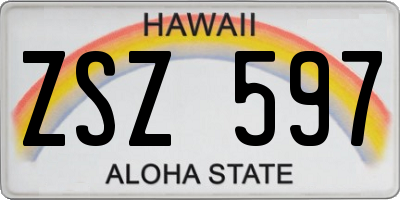 HI license plate ZSZ597