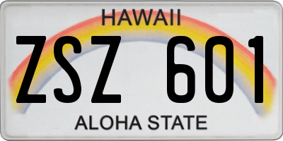 HI license plate ZSZ601