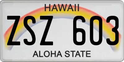 HI license plate ZSZ603