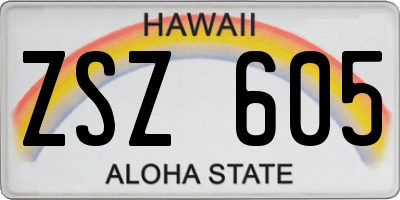 HI license plate ZSZ605
