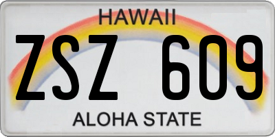 HI license plate ZSZ609