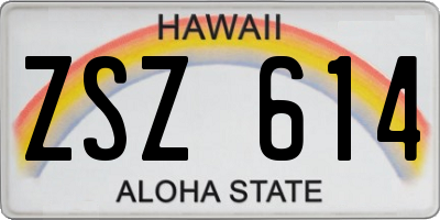 HI license plate ZSZ614