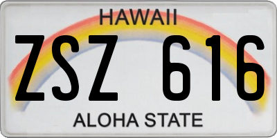 HI license plate ZSZ616