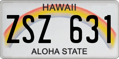HI license plate ZSZ631
