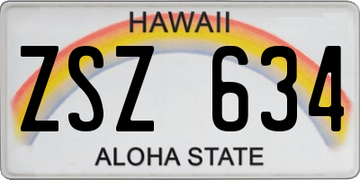 HI license plate ZSZ634