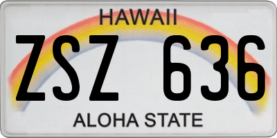 HI license plate ZSZ636