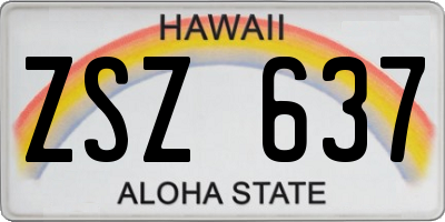 HI license plate ZSZ637