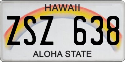 HI license plate ZSZ638