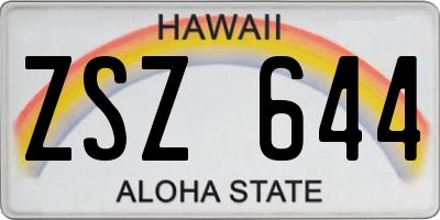 HI license plate ZSZ644