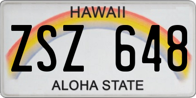 HI license plate ZSZ648