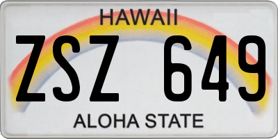 HI license plate ZSZ649