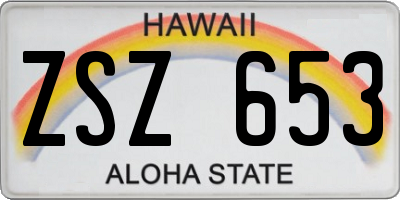 HI license plate ZSZ653