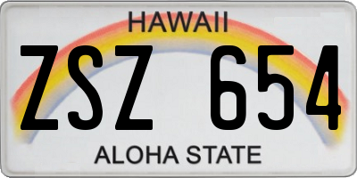 HI license plate ZSZ654