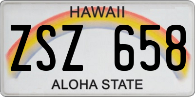 HI license plate ZSZ658