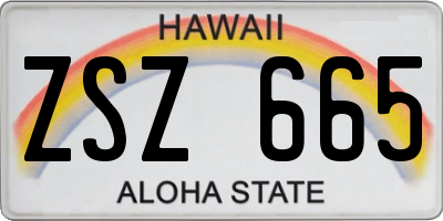 HI license plate ZSZ665