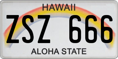 HI license plate ZSZ666