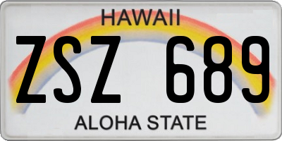 HI license plate ZSZ689