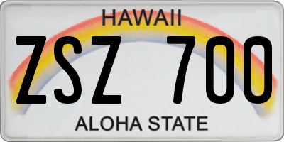 HI license plate ZSZ700