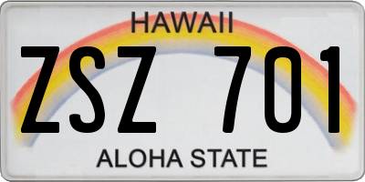 HI license plate ZSZ701