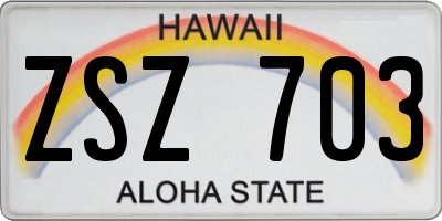 HI license plate ZSZ703