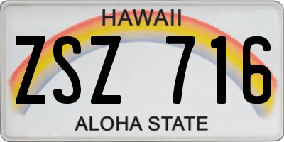 HI license plate ZSZ716