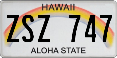 HI license plate ZSZ747
