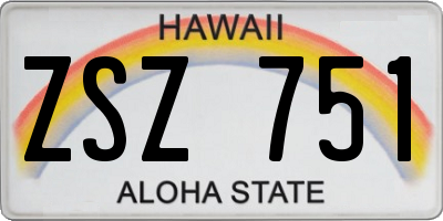 HI license plate ZSZ751