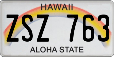 HI license plate ZSZ763