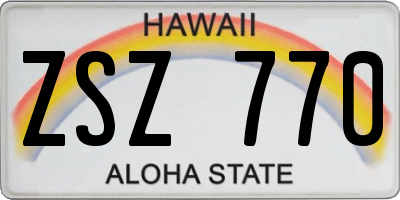 HI license plate ZSZ770