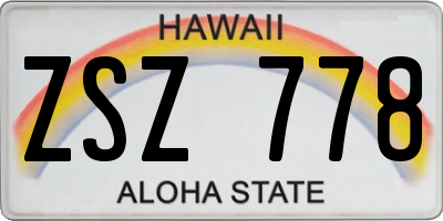 HI license plate ZSZ778