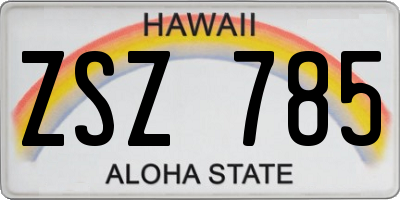HI license plate ZSZ785