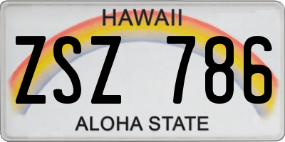 HI license plate ZSZ786