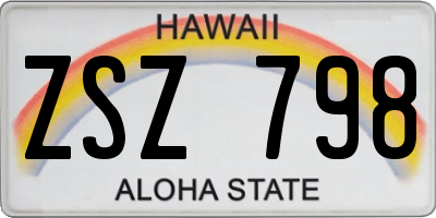 HI license plate ZSZ798