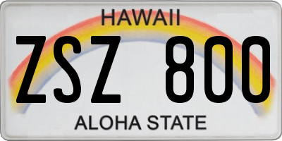 HI license plate ZSZ800