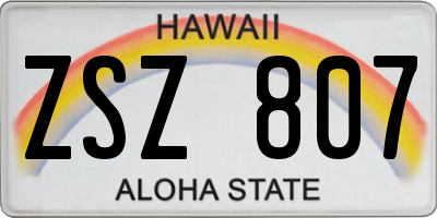 HI license plate ZSZ807