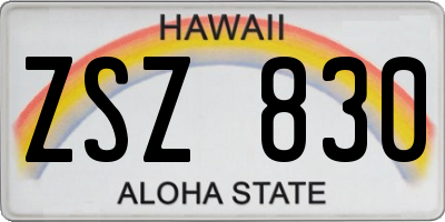 HI license plate ZSZ830