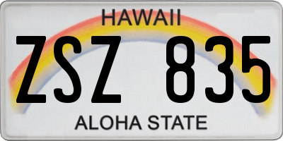 HI license plate ZSZ835