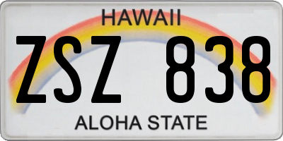 HI license plate ZSZ838