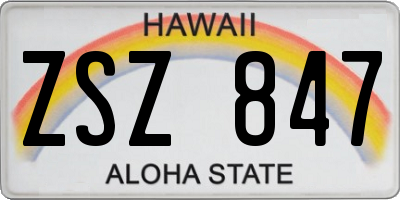 HI license plate ZSZ847