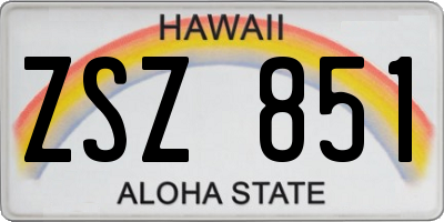 HI license plate ZSZ851