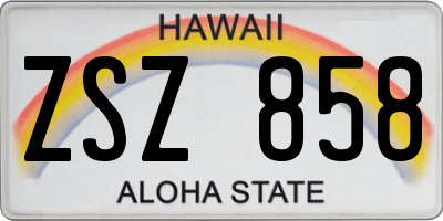 HI license plate ZSZ858