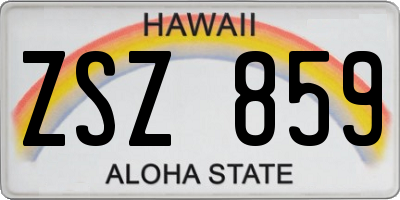 HI license plate ZSZ859